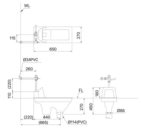 Bản vẽ xí xổm 1250 Caesar