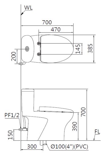 Bản vẽ bàn cầu C1394 1 khối