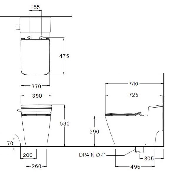 Bản vẽ kỹ thuật bồn cầu C103247 