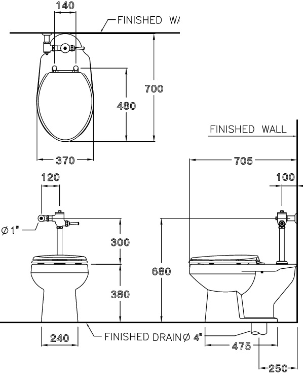 Bản vẽ bồn cầu Cotto C1320 