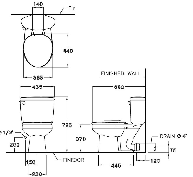 Bản vẽ kỹ thuật bồ cầu Cotto C1320