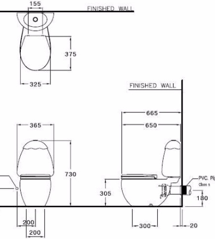 Bản vẽ kỹ thuật bồn cầu Cotto C15017