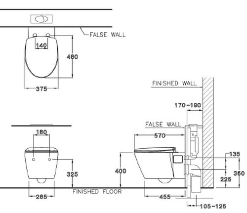 Bản vẽ kích thước bồn cầu SC 1986T Cotto