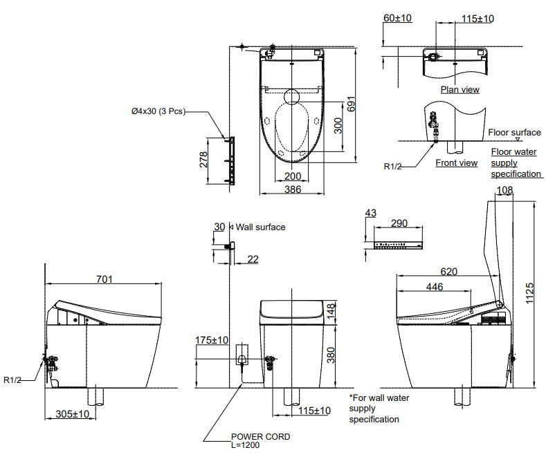 bản vẽ bồn cầu điện tử CS989VT/TCF9788WZ