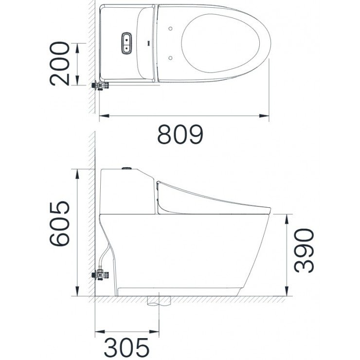 Bản vẽ kích thước bàn cầu INAX AC1032 nắp CWH18VN