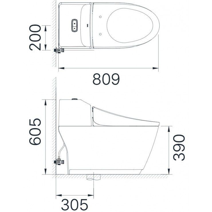 Bản vẽ kích thước bàn cầu INAX AC1032 nắp CWH20VN