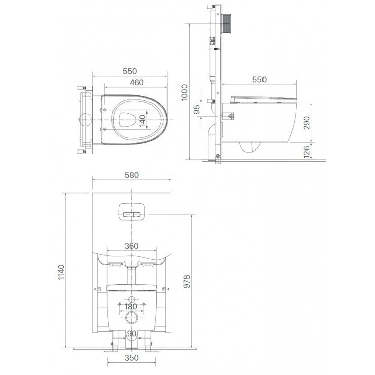 Bản vẽ kích thước bồn cầu inax AC 952 nắp rửa cơ CW-S32