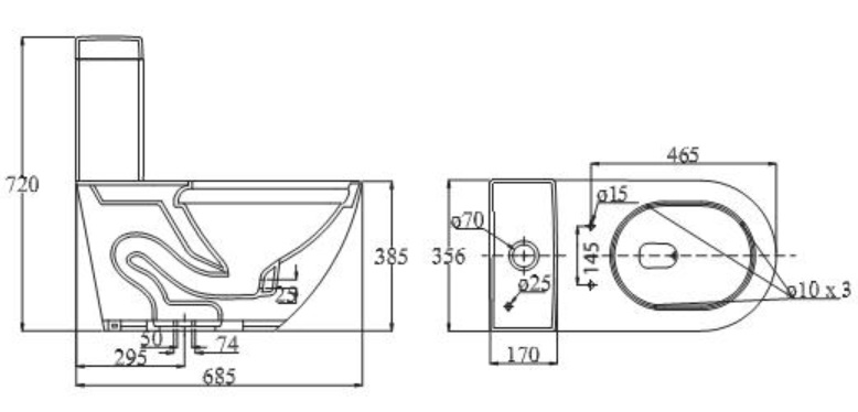 Bản vẽ bệ xí bệt VI99 Viglacera 1 khối