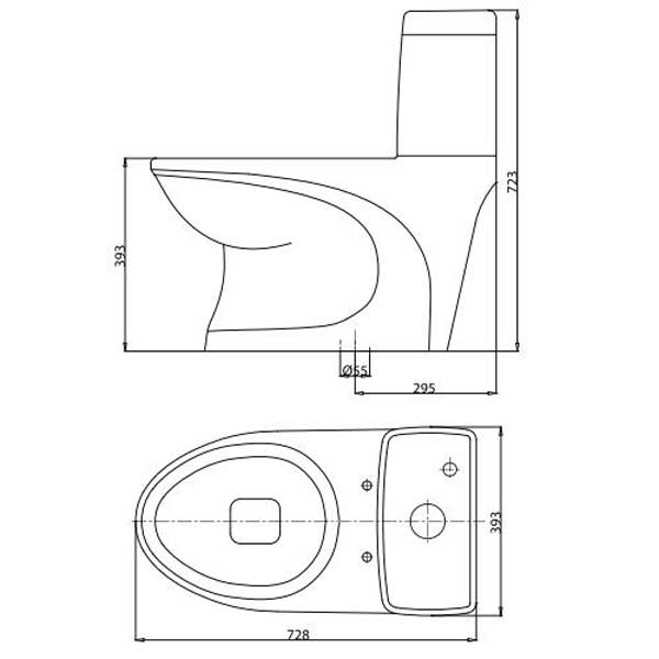 Bản vẽ bệ xí bệt V39M Viglacera 1 khối