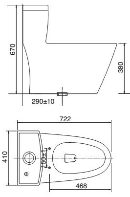 Bản vẽ bệ xí bệt Viglacera V62 1 khối