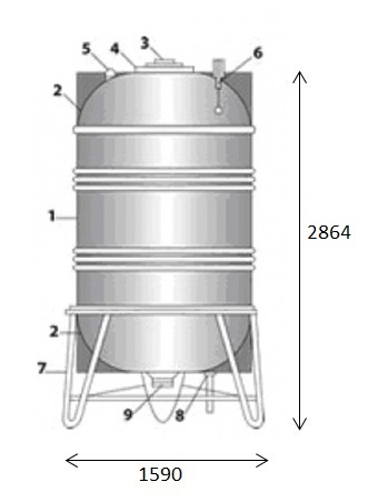 bản vẽ bồn nước Inox Toàn Mỹ 4000L đứng SUS 304