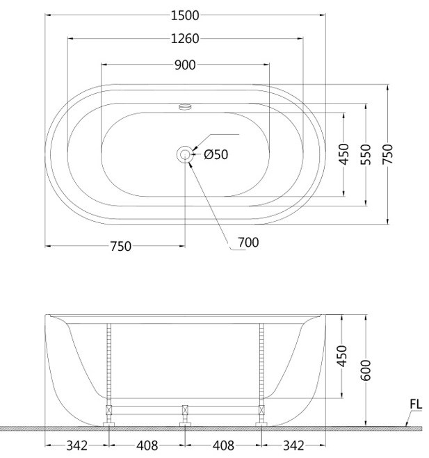 Bản vẽ bồn tắm lập thể AT 07570 Caesar