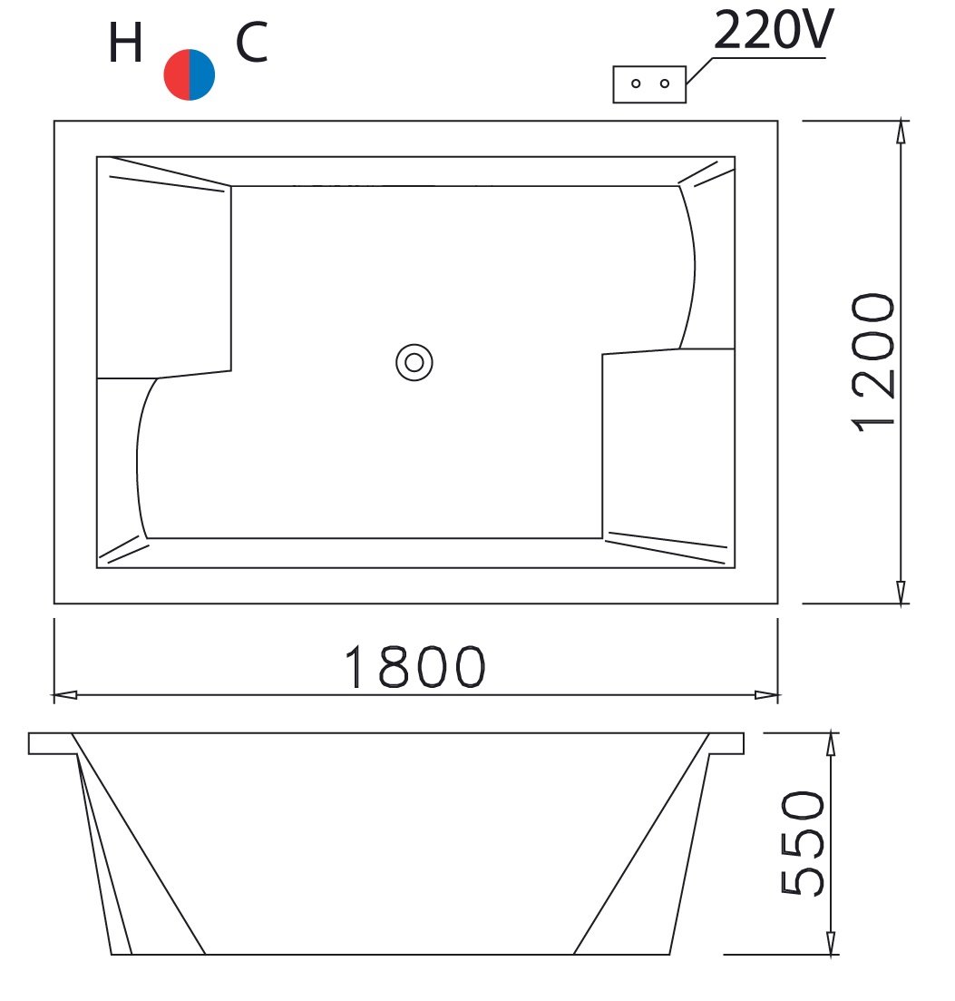 Bản vẽ bồn tắm đôi MT7180C Caesar