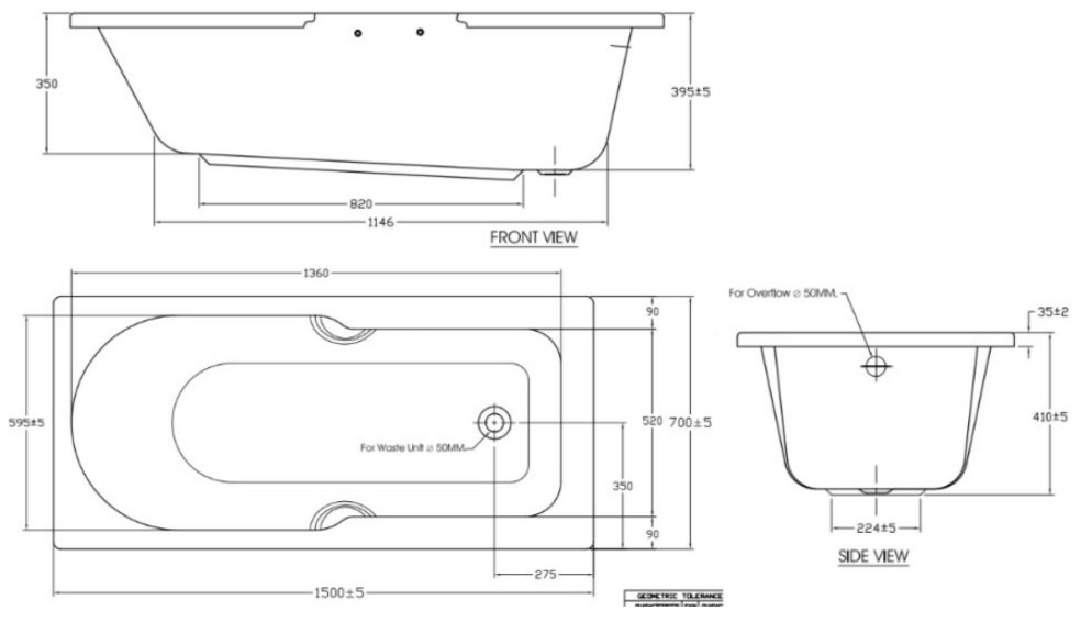 Bản vẽ kích thước bồn tắm xây American 7140-WT