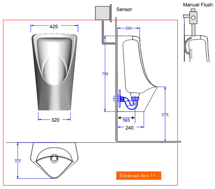 Bản vẽ kích thước bồn tiểu American WP 6509B