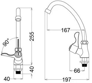 Bản vẽ kích thước vòi rửa chén K027C CAESAR