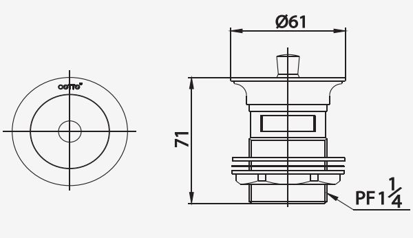 Bản vẽ kích thước chặn nước lavabo Cotto CT6062 HM