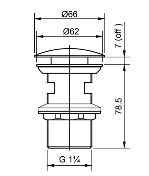 Bản vẽ kích thước bộ xả nhấn chậu Toto T6JV6