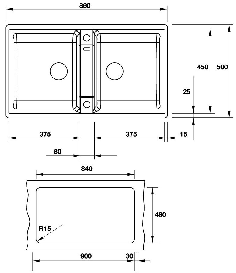 Bản vẽ chậu đá 567.68.340 2 hộc Blanco zia 9