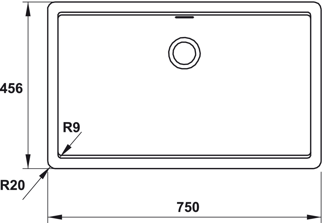 Bản vẽ chậu bếp HS20-GEN1S80 Hafele 1 hộc