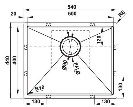 Bản vẽ chậu rửa chén Hafele 567.96.300 màu đen