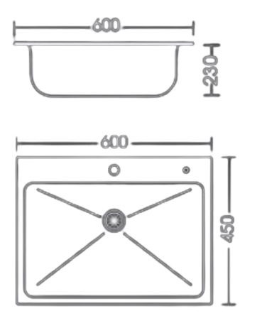 Bản vẽ kích thước chậu rữa chén Sơn Hà HM.X.1C.60.2.3