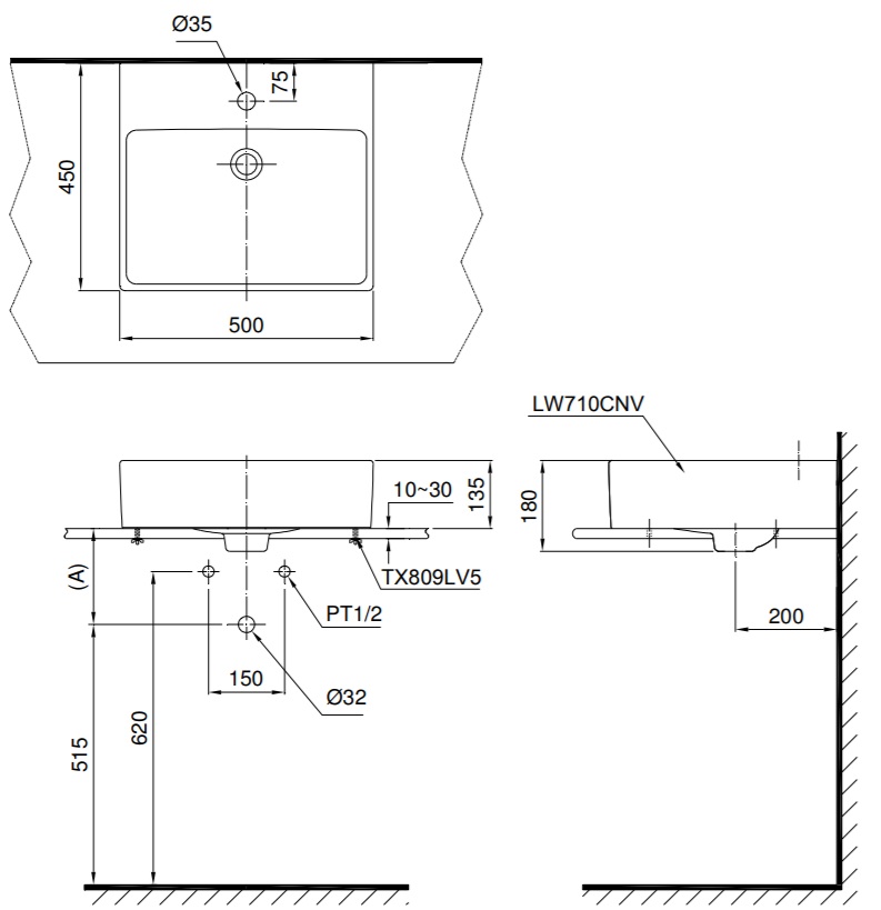 chậu rửa mặt lavabo toto lt710ctr