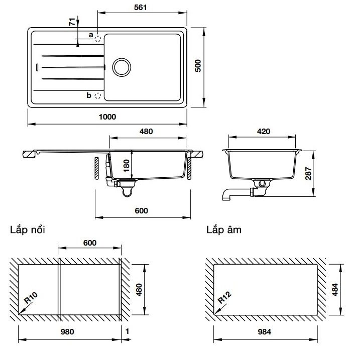 chậu rửa chén Hafele HS-GSD10050 570.32.830