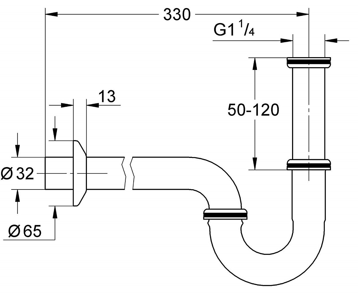 Bản vẽ co P thoát nước lavabo 28961000 Grohe