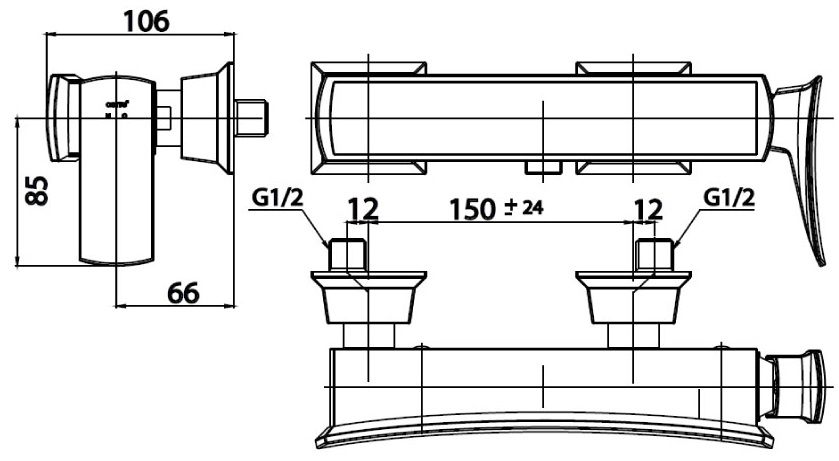 kích thước củ sen tắm nóng lạnh COTTO CT 2253A BLBR