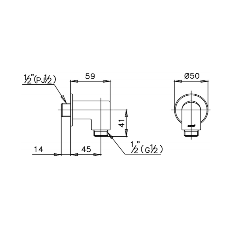  kích thước cút nối tường Cotto CT 621 HM 