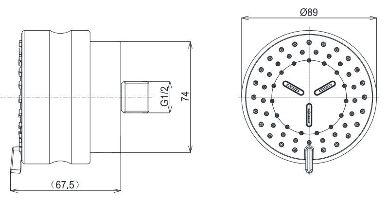 Bản vẽ kích thước đầu phun sen tắm TBW07017A âm tường