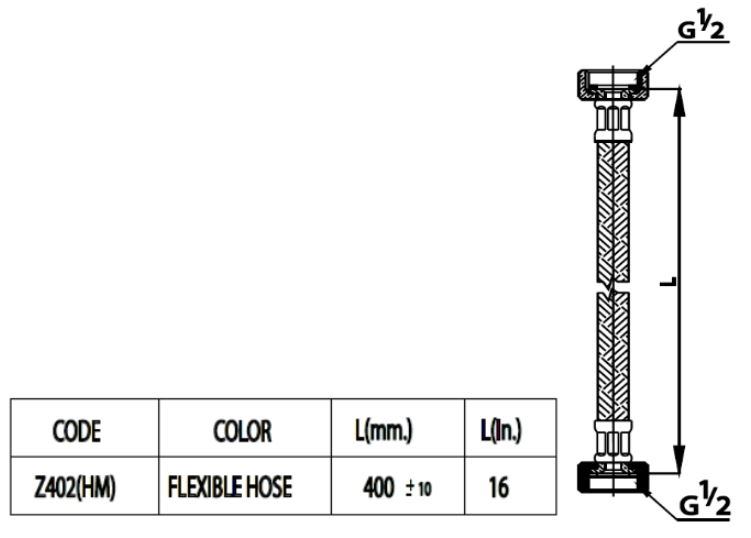 Bản vẽ kích thước dây cấp Z402 Cotto 400mm