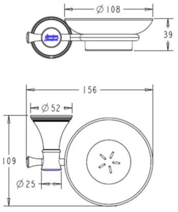 bản vẽ kích thước giá đựng xà phòng American WF-0282