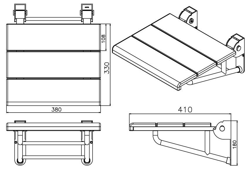 Bản vẽ kích thước ghế tắm người già CT0169 cotto 