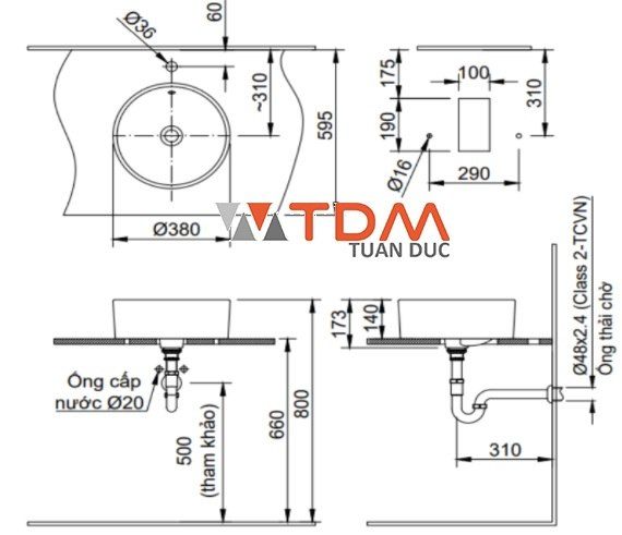 Bản vẽ chậu rửa mặt INAX AL 295