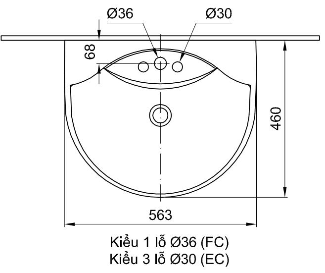 Bản vẽ kích thước lavabo treo tường Inax L-288V