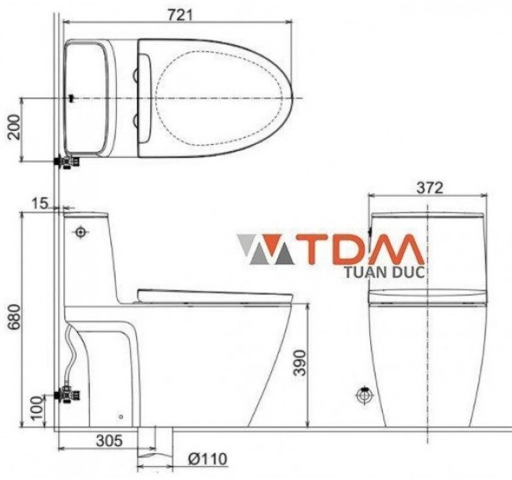 Bản vẽ bệt inax ACT-902 nắp điện tử CW-H18VN