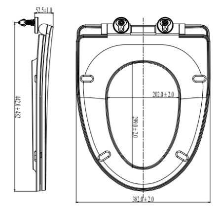 Bản vẽ kỹ thuật nắp bàn cầu Inax CF600 VS