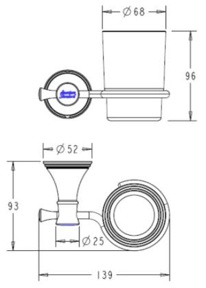 Bản vẽ kích thước kệ ly American Standard WF-0284