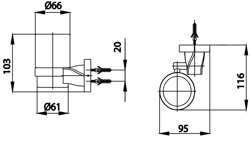 Bản vẽ kích thước kệ ly COTTO CT0067 BL HM