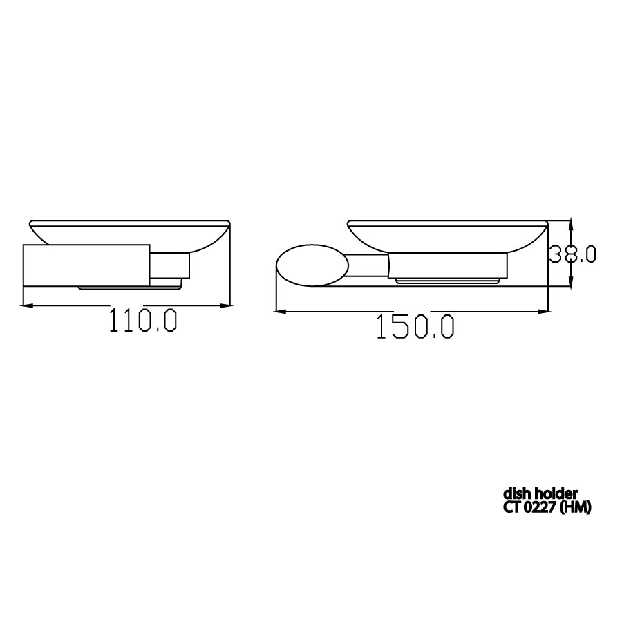 Bản vẽ kích thước khay xà bông cotto CT0227 HM 