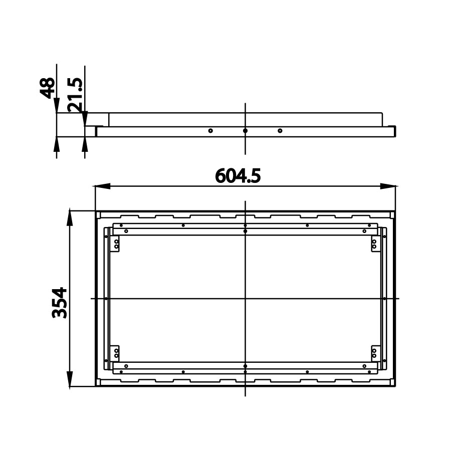 Bản vẽ kích thước khung giá đỡ bát sen âm trần  ZF01B600 Cotto