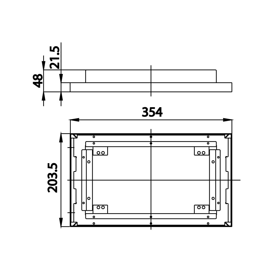 Bản vẽ kích thước khung giá đỡ bát sen âm trần  ZF01B200 Cotto