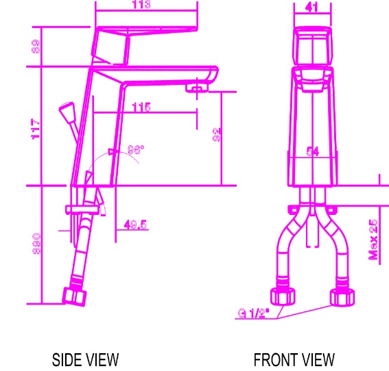 Bản vẽ kích thước vòi chậu rửa mặt American WF6901