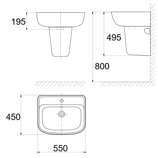 Bản vẽ kích thước lavabo VF-0262 VF-7062 American