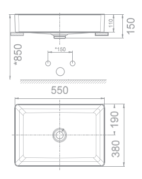 Bản vẽ kích thước chậu rửa mặt American WP F412