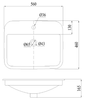 Bản vẽ kích thước lavabo 5019 dương vành