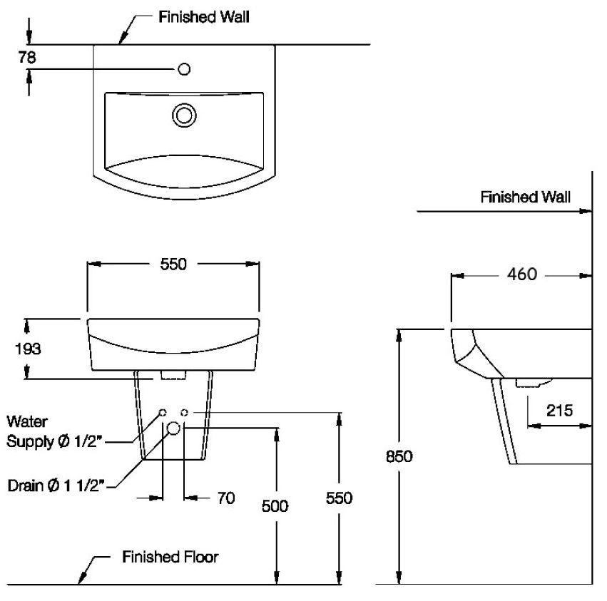 Bản vẽ kỹ thuật Chậu lavabo C01517/C4250