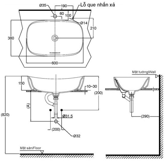 Bản vẽ chậu rửa mặt TOTO PJS07WE màu trắng mờ